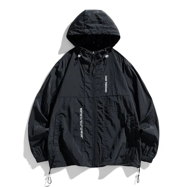 Printed Thin And All matching UPF50 Sun protective Clothing Hooded Couple Black - Shop at LoveMi