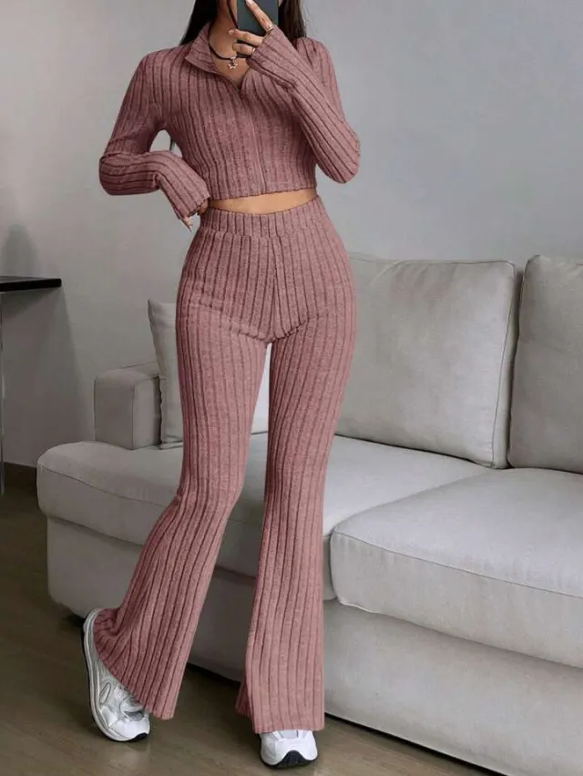 Women's Turtlenecks Wide Leg High Waist Suit Camel - Shop at LoveMi