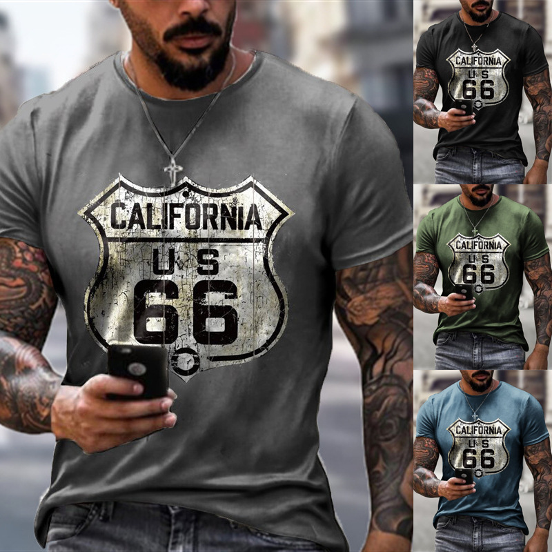 Title 2, T-shirt da uomo Fashion No 66 Road con stampa, ...