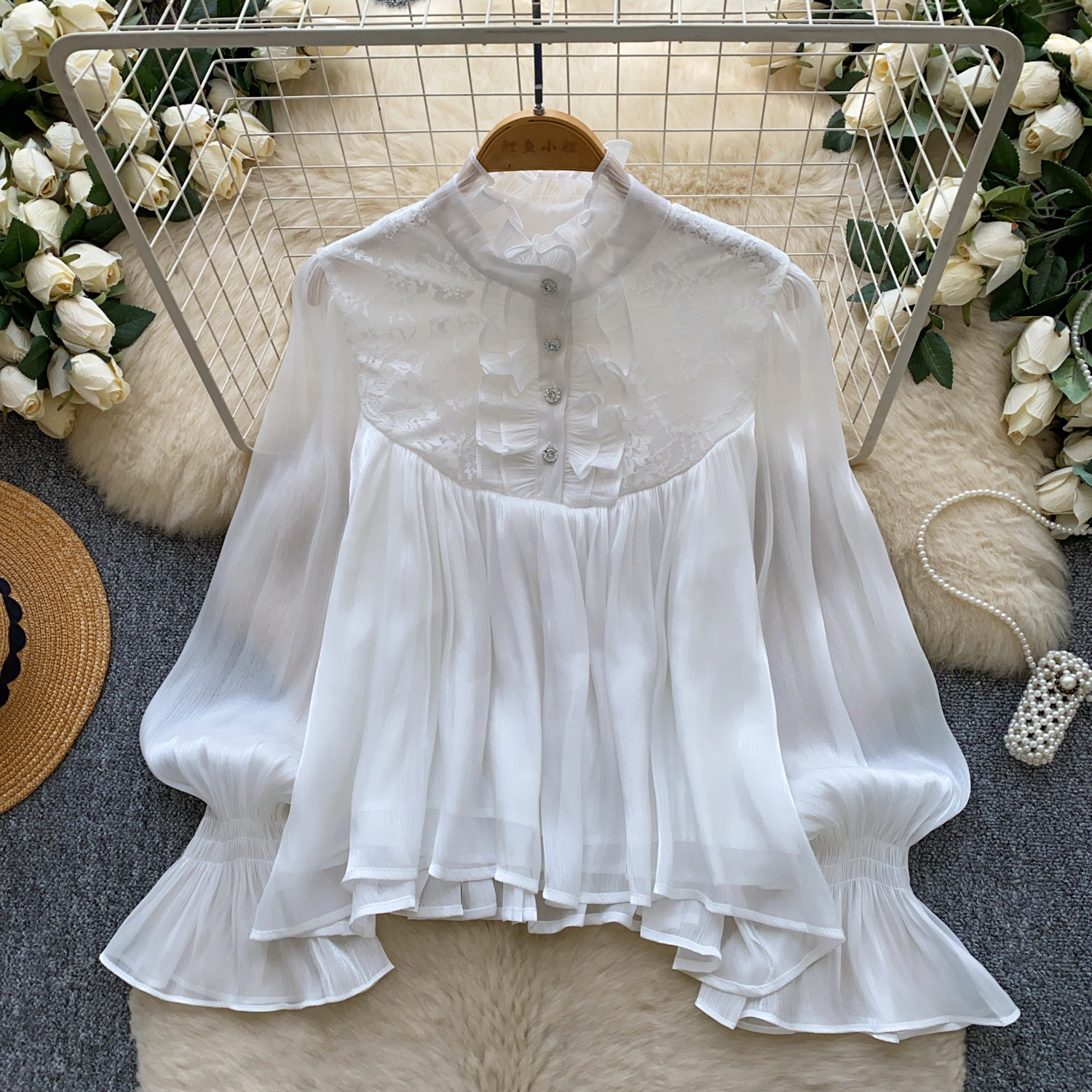 Women's Loose-fit Lace Blouse in Style