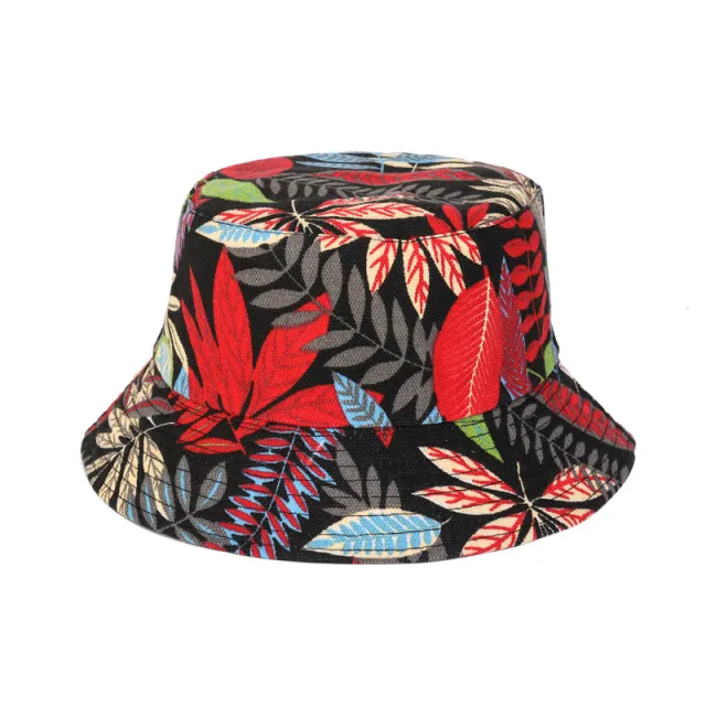 European And American New Printing Bucket Hat Women's Spring And Summer Canvas Hat Travel Beach Double sided Wear Bucket Hat Generation Hair Red - Shop at LoveMi