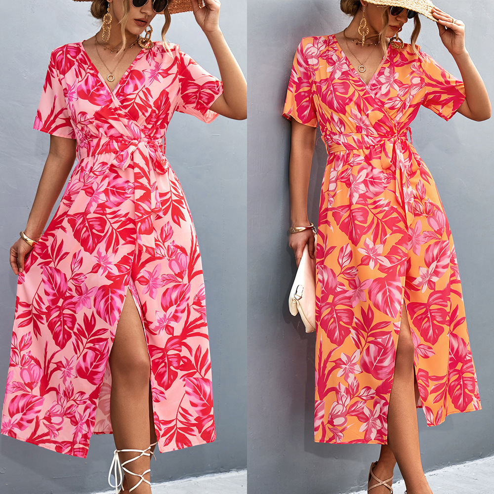 European And American Womens Cross-printed Dress