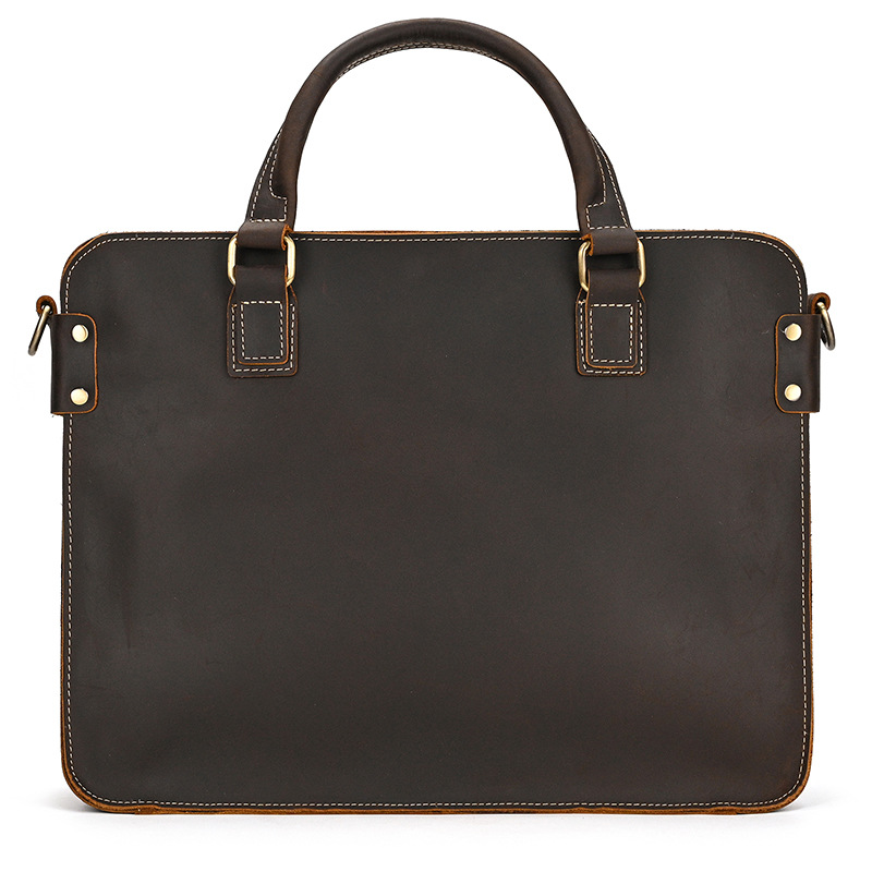 Retro Crazy Horse Leather Briefcase 14-inch Commuter Business — foto 11