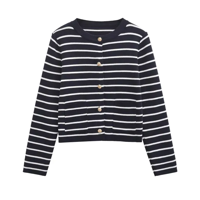 Women's Striped Knitted Coat Straight Skirt Suit Top M - Shop at LoveMi