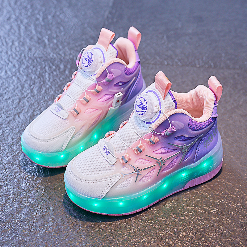 Children’s Flash Knob Roller Skating Shoes – Pink, 29