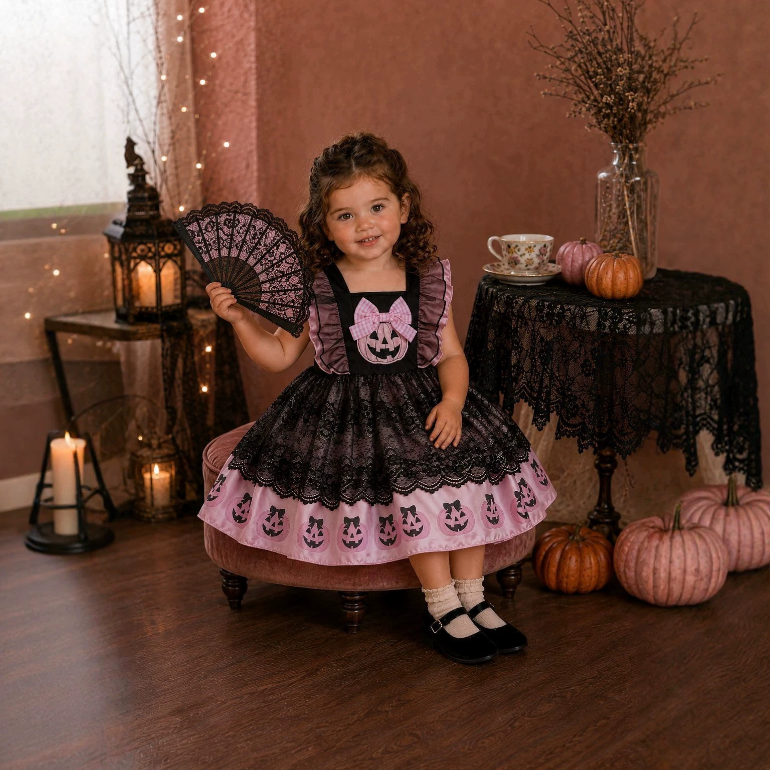 Pumpkin-Face Dress Playful Retro Style