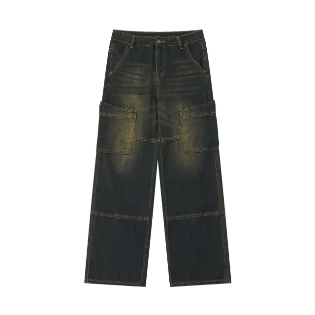 American Retro Jeans Fashion Brand Wide Leg Jeans Blue - Shop at LoveMi
