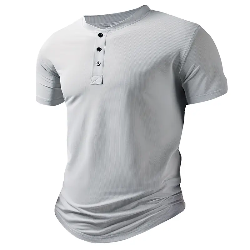 Men's Sports Henley-Neck Short-Sleeve T-Shirt