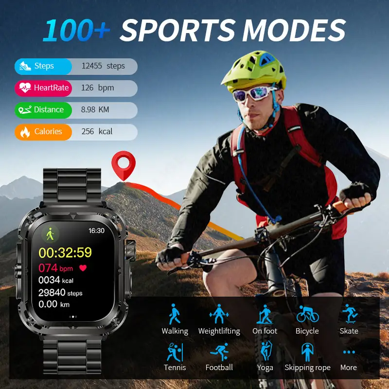 Multifunctional Large Screen Square Health Monitoring Outdoor Smart Watch