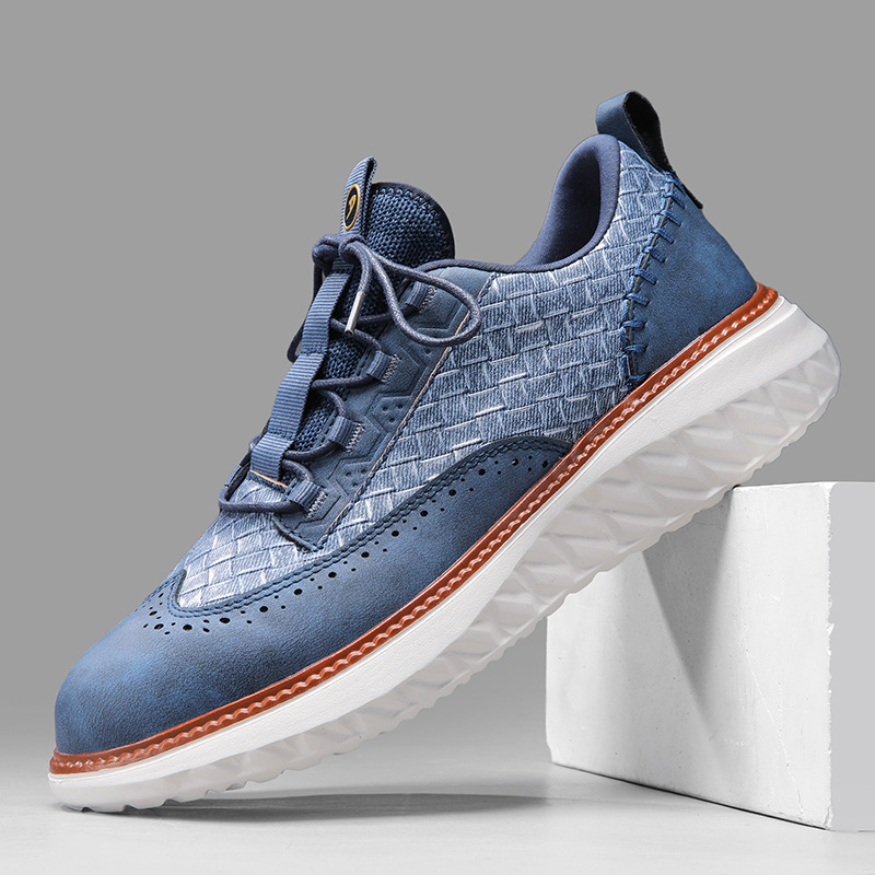 Breathable Woven-Texture Mens Sneakers