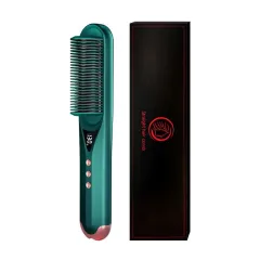 Electric Anion Hair Curler Hair Curler And Straightener Dual-use Hair Straightener - Straight Comb Dark Green - View 1