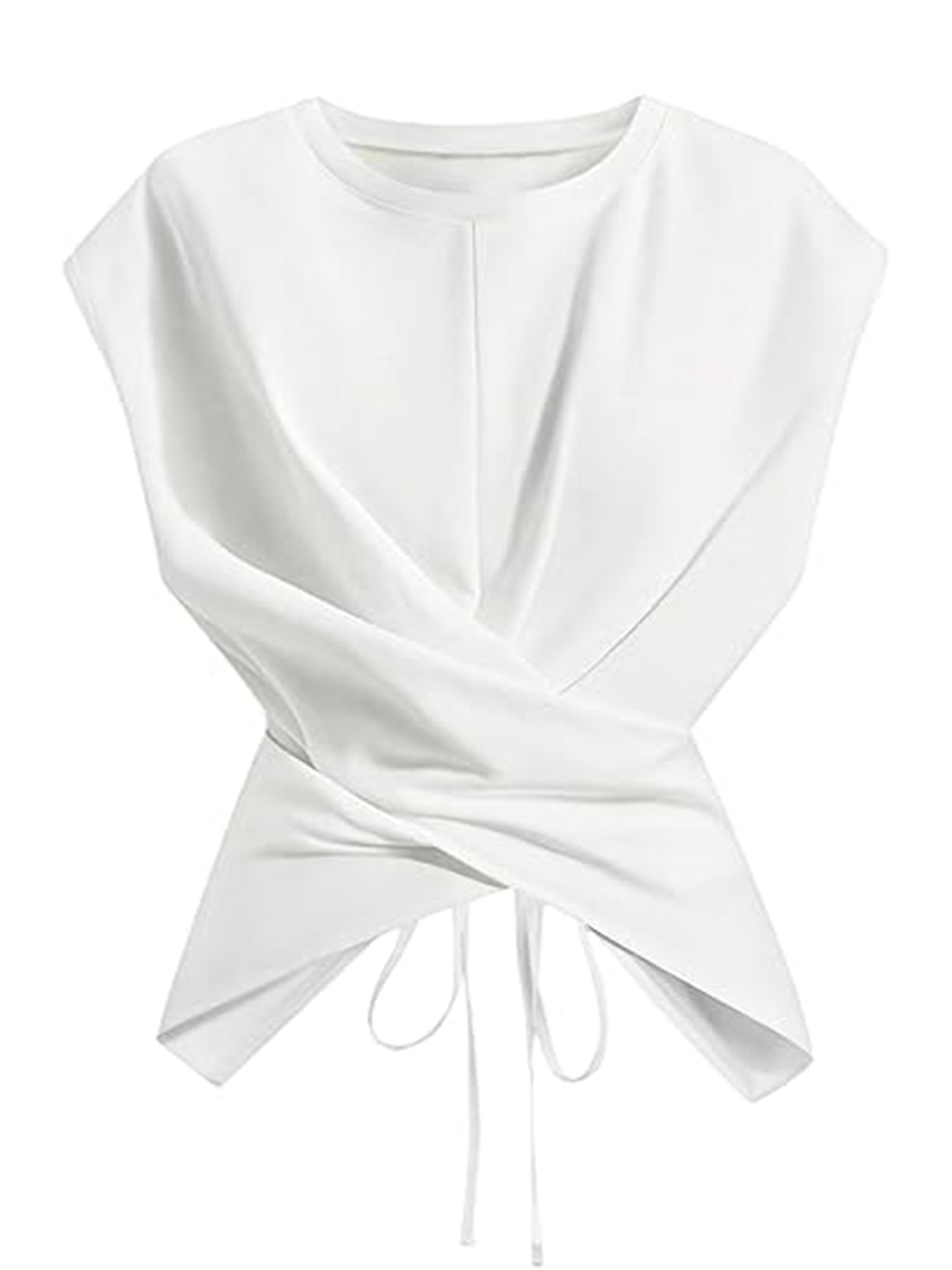 Versatile Cropped Top With A Crossover Tie At The Hem