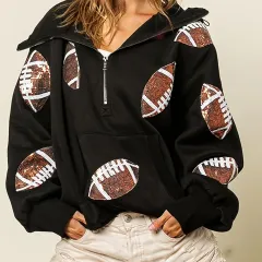 Football Digital Printing Hoodie Long Sleeve Zip-up Shirt Pullover - 01Color - View 1