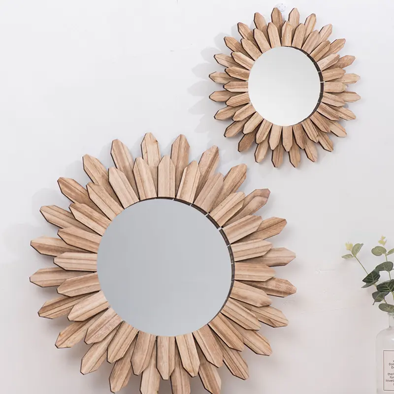 European-style Solid Wood Handmade Finish Hanging Mirror