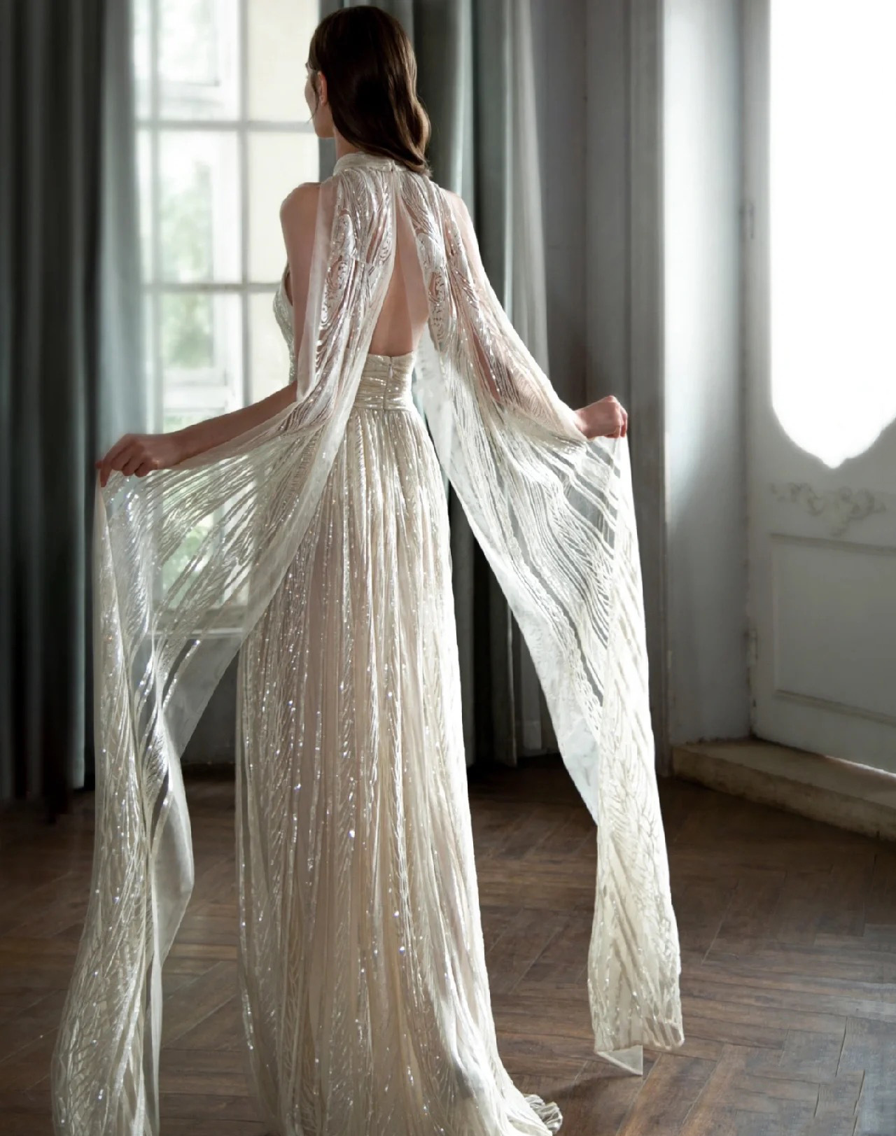 Champagne Color Host Starry Sky Toast Clothing Halter Model Catwalk Show Champagne - Shop at LoveMi