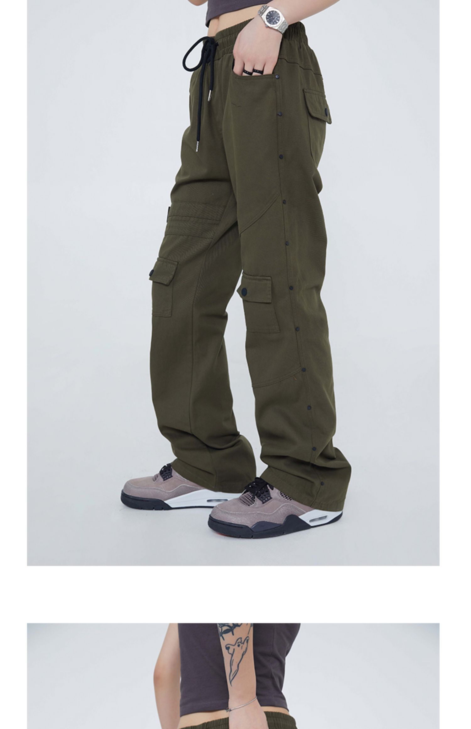 Title 1, Japanese Retro Multi-pocket Loose Cargo Trousers