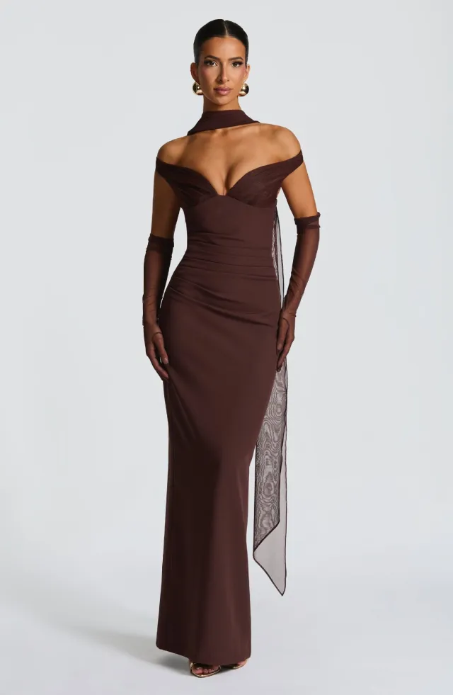 Sexy Tube Top Off shoulder Waist Elastic Hip Dress Brown - Shop at LoveMi
