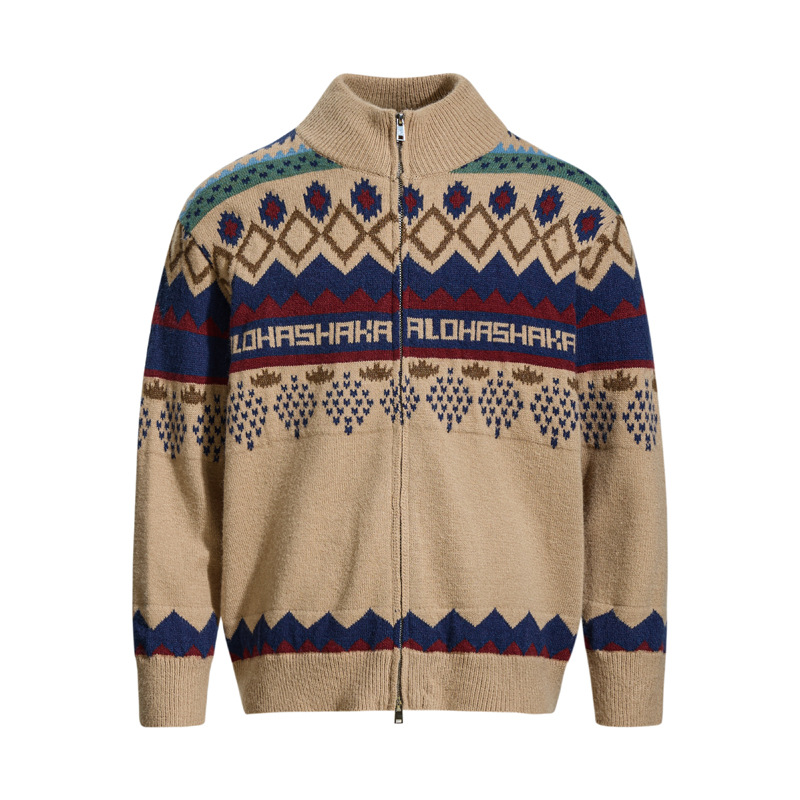 Retro Jacquard Cardigan Sweater For Men