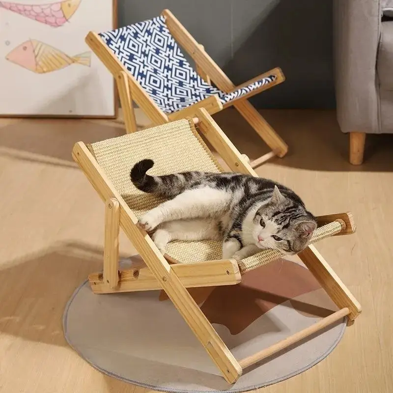 Solid Wood Cat Climbing Frame Recliner Four