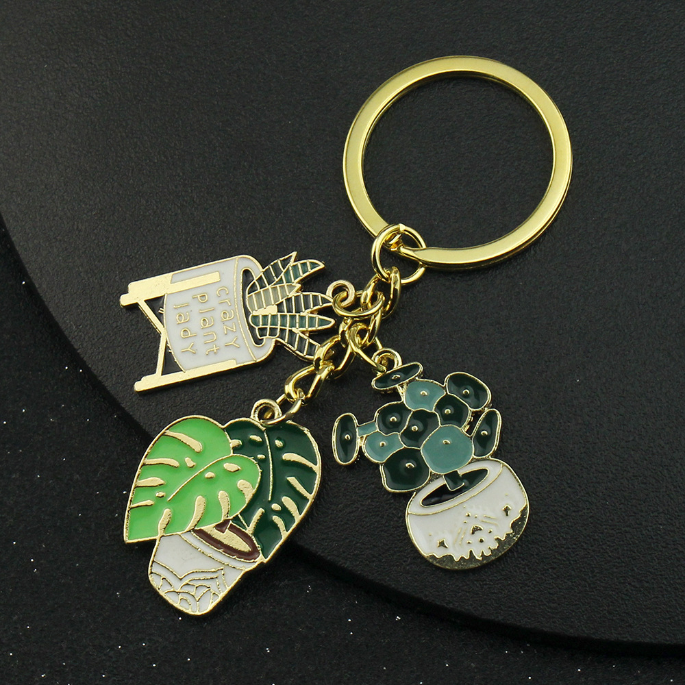 Title 2, Green Plant Cartoon Key Ring Pendant