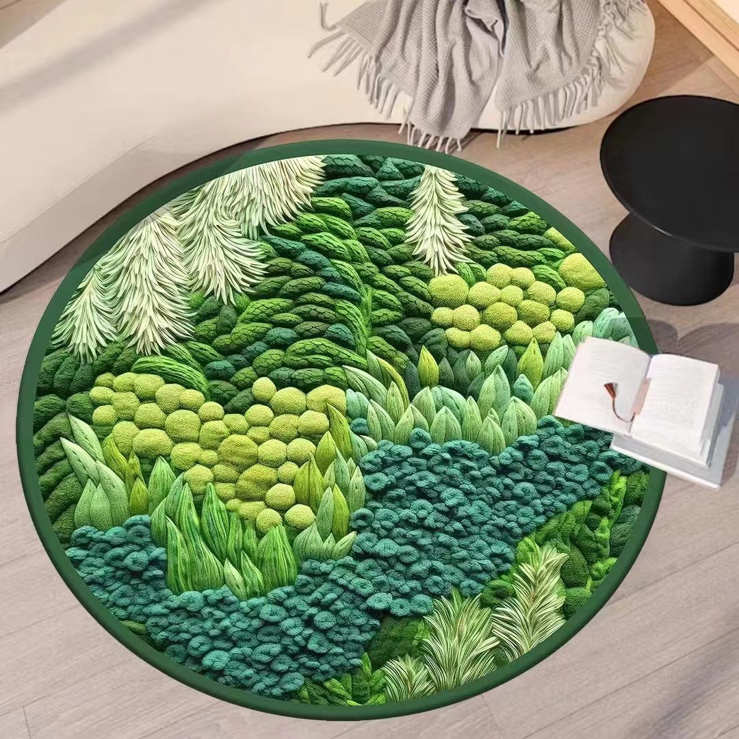 Title 4, Cashmere-like Round Moss Carpet Bathroom Absorb...