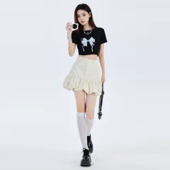 High Waist Slimming A- Line Casual Skirt - Champagne Apricot - View 1