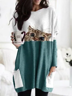 Huangshi Printed Long Sleeve Colour Matching Casual Pocket T-shirt - Fl22091Hg-M - View 1