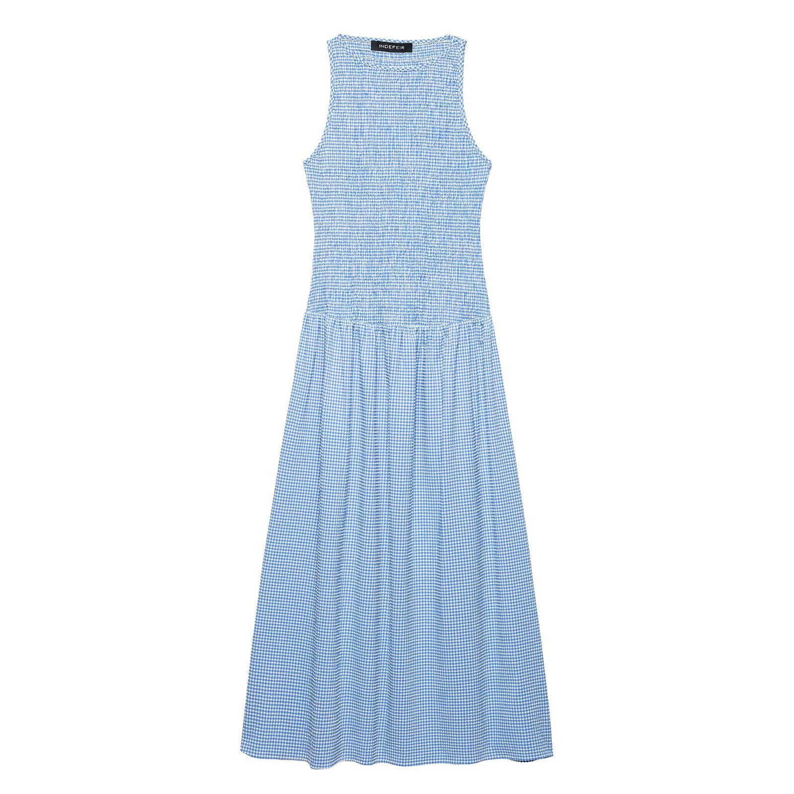 Spring New Plaid Sleeveless Slim Fit Midi Skirt Dress Blue - Shop at LoveMi