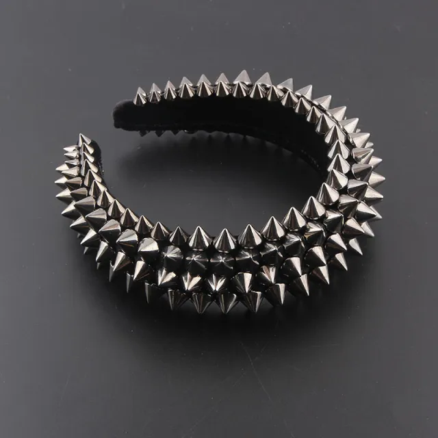 Fashion Sponge Rivet Baroque Headband Gun Black - Shop at LoveMi