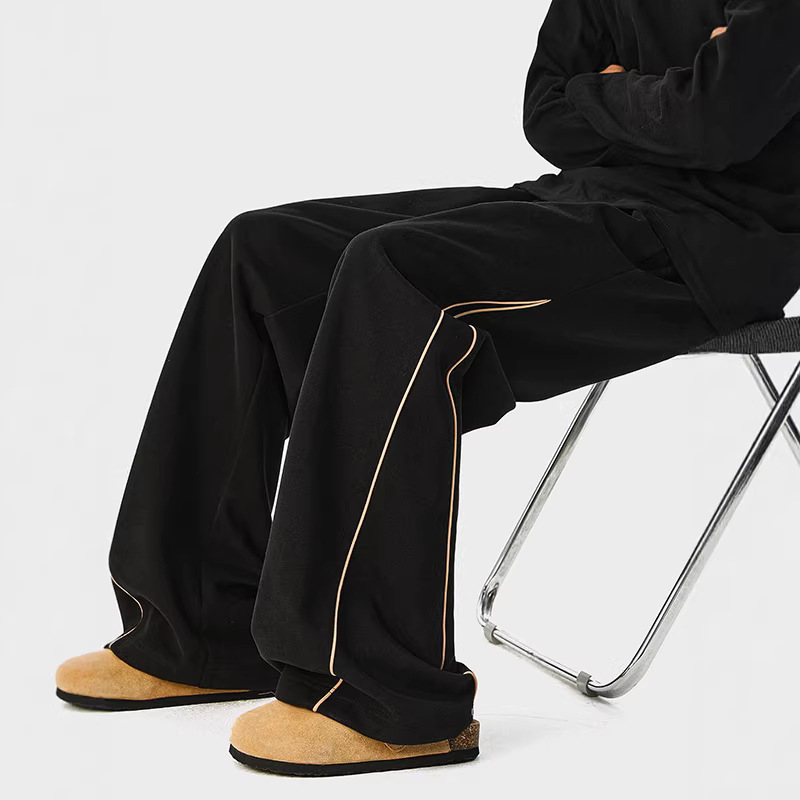 Mens Black Striped Sports Sweatpants
