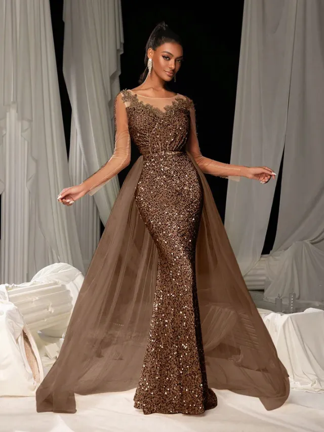 Women's Dance Lace Party Evening Dress Dark Brown - Shop at LoveMi