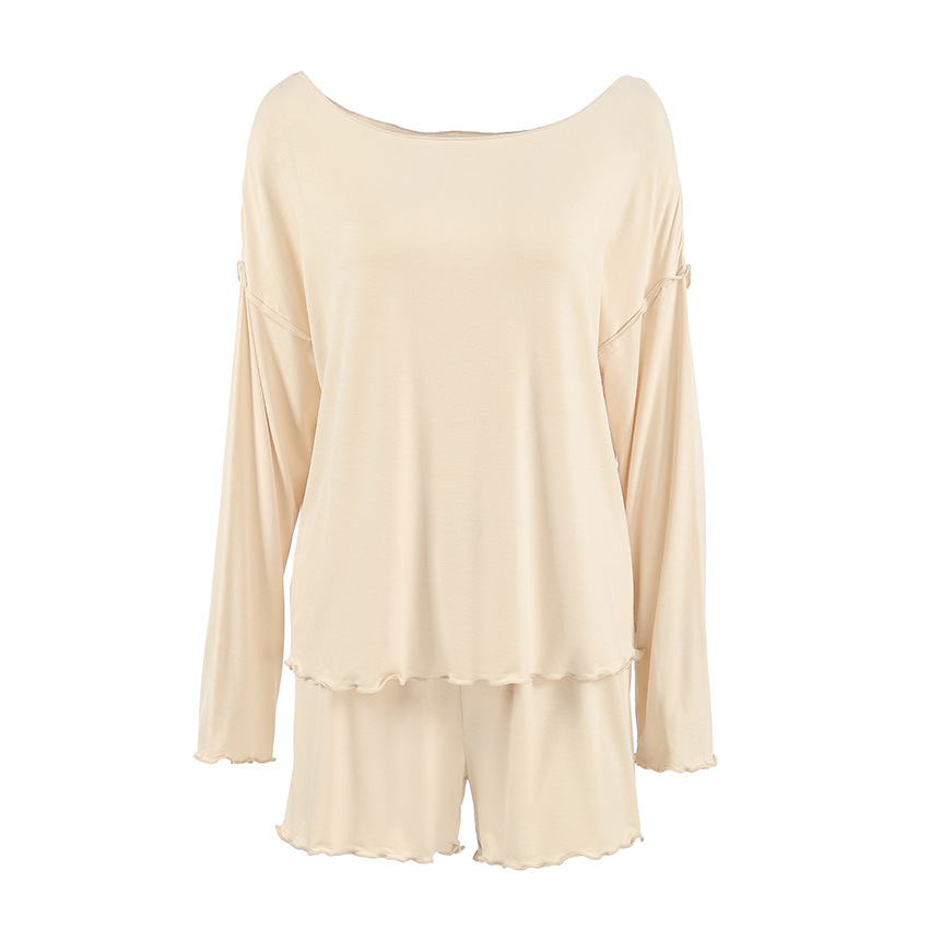 Modal Pajamas Long Sleeve Shorts Two-piece Set