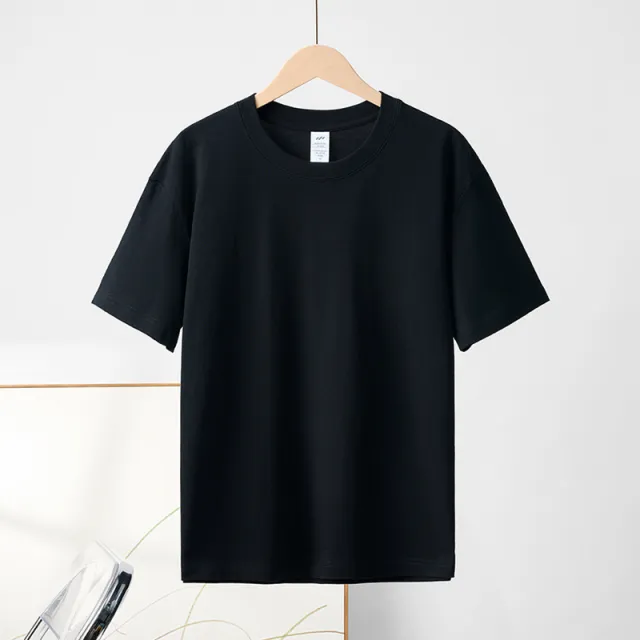 Cotton Round Neck Short Sleeve T shirt Top Reactive Black - Shop at LoveMi