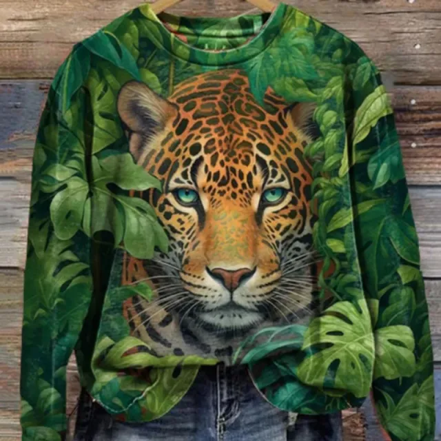 Women's Tiger Pattern 3D Printed Sweater T shirt Green - Shop at LoveMi