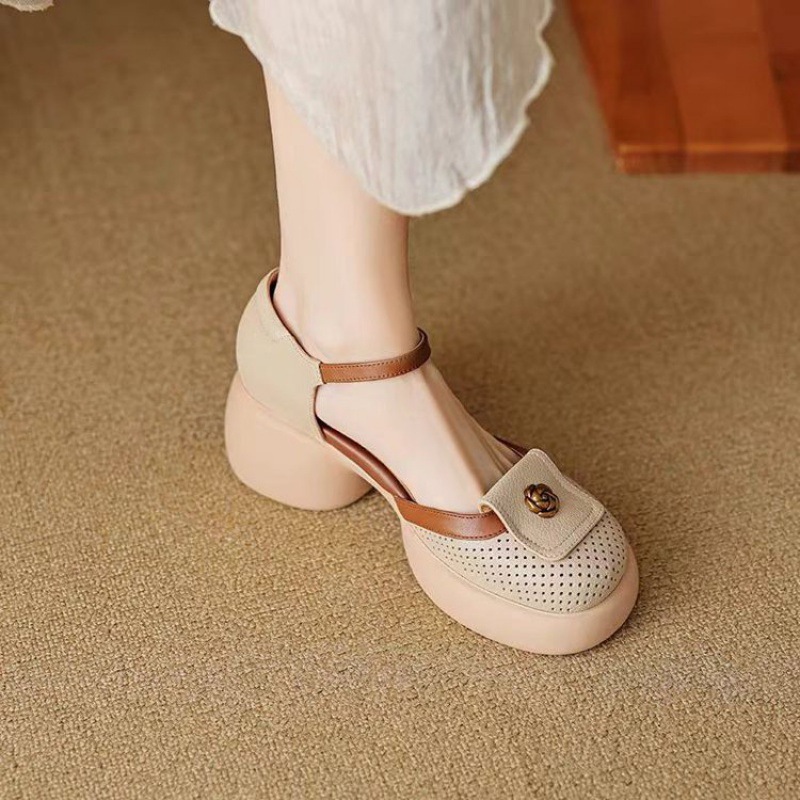 Women's Fashionable Waterproof Closed-Toe High-Heel Sandals
