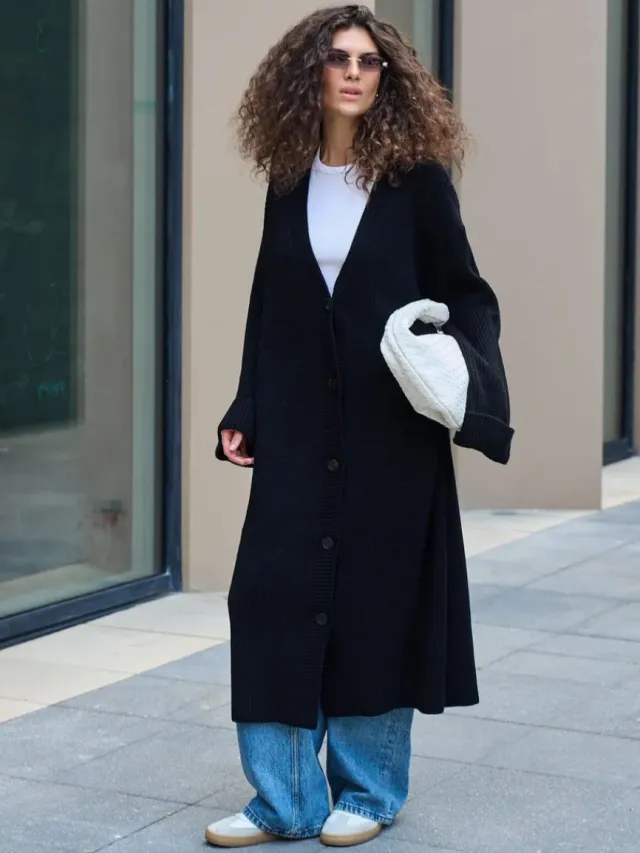 Autumn And Winter Women's Long Cardigan Sweater Black - Shop at LoveMi