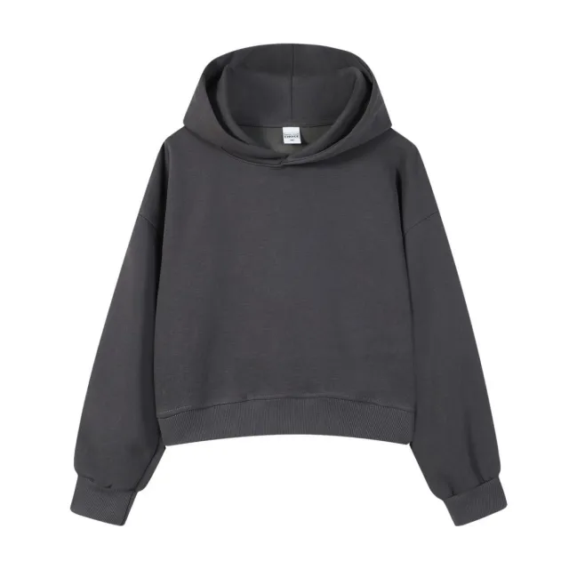 Women's Cotton Composite Cropped Hoodie Dark Gray - Shop at LoveMi