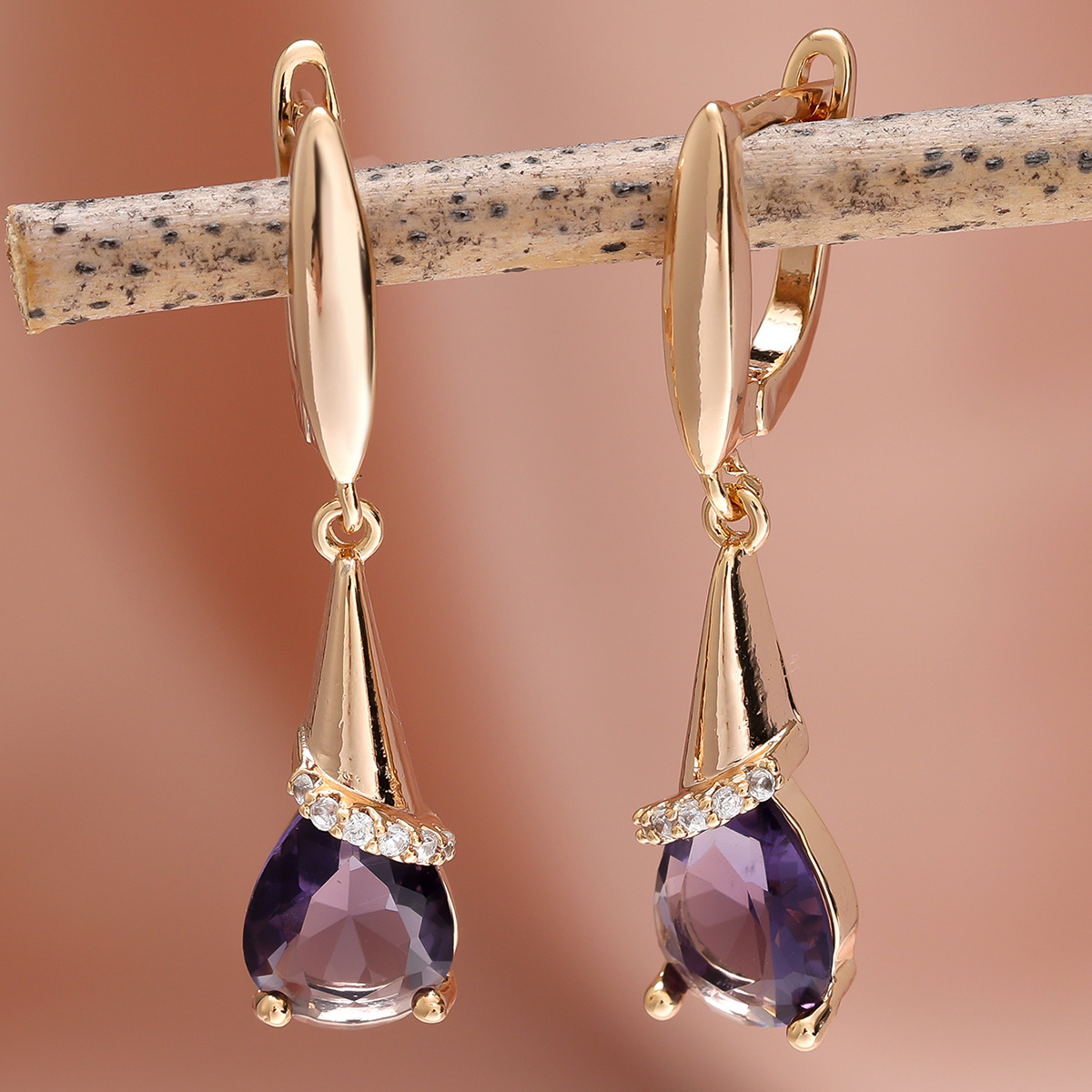 Violette Twisted Zircon Teardrop Earrings 4