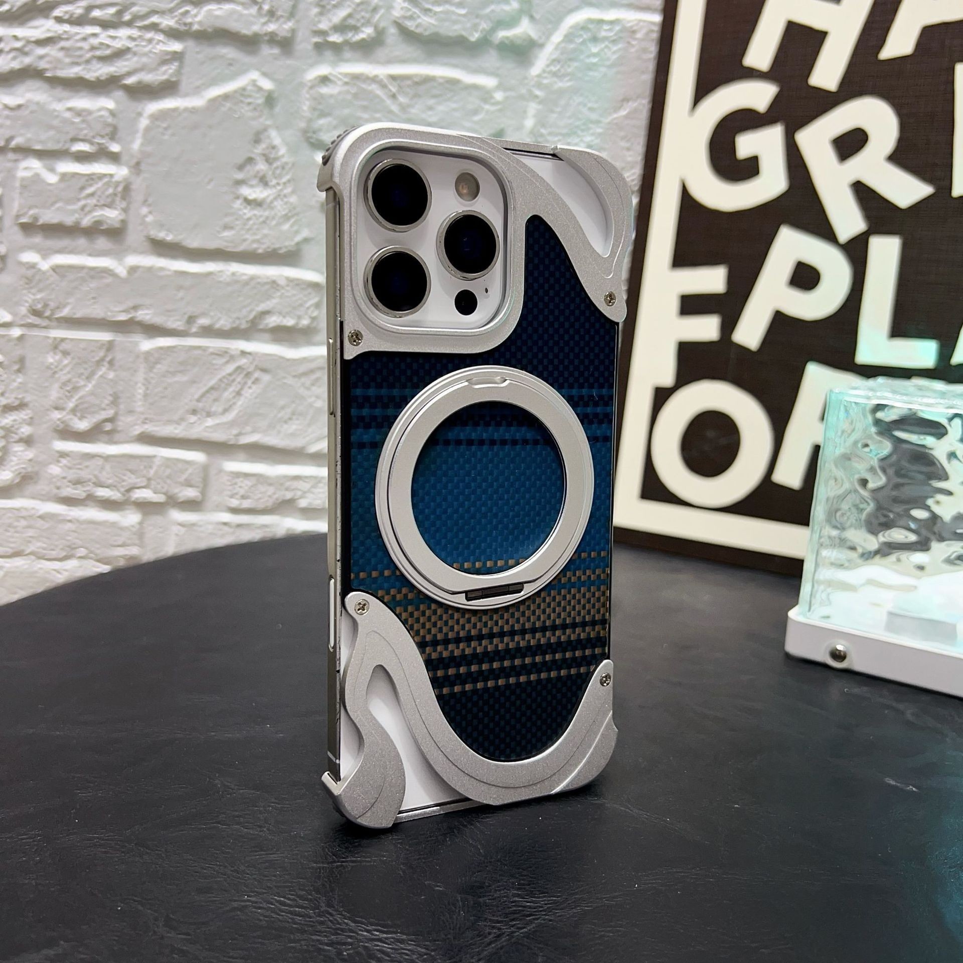 Metal Magnetic Mount Carbon Fiber Backplate Protective Case