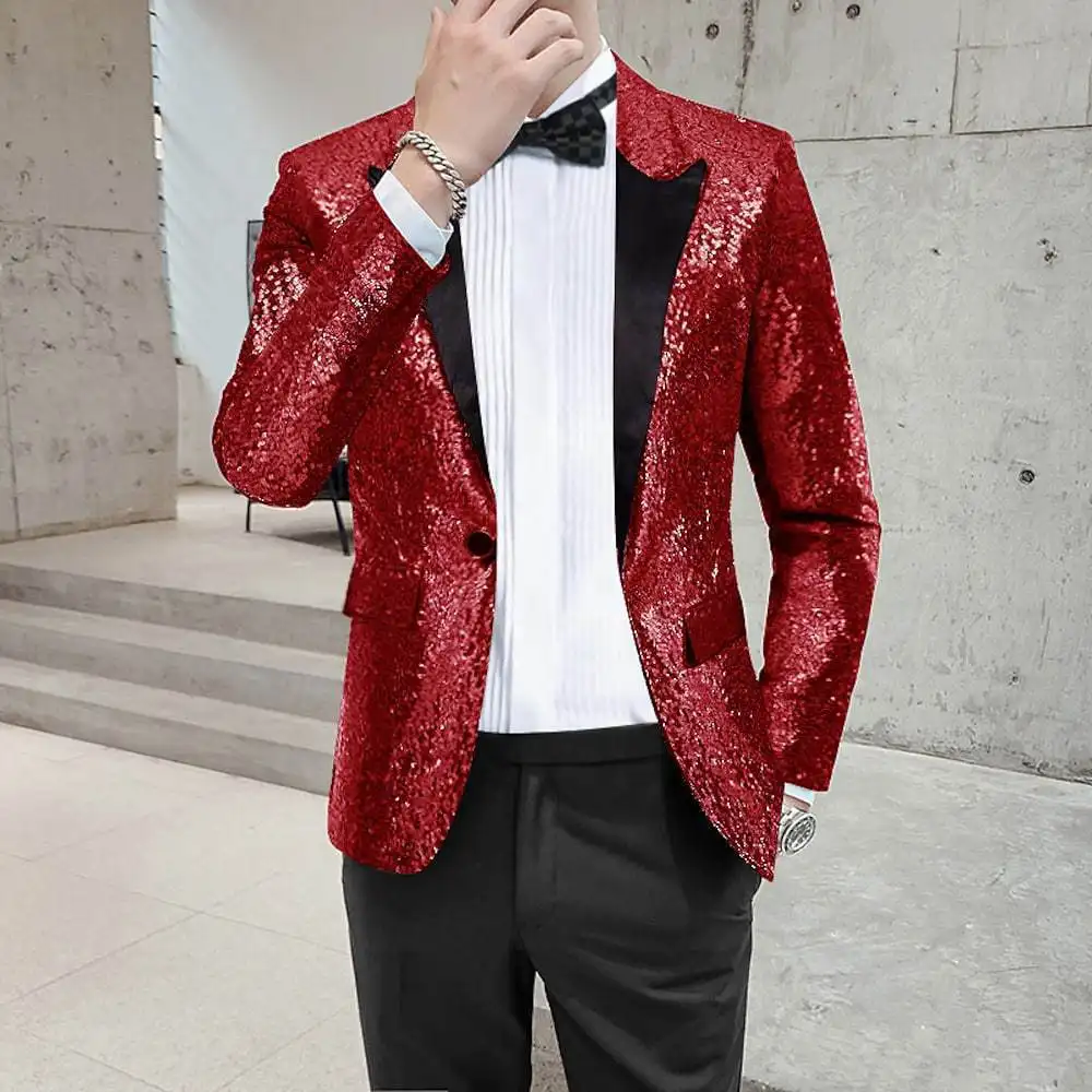 Fashionable Sequined Personalized Mens Suit Jacket