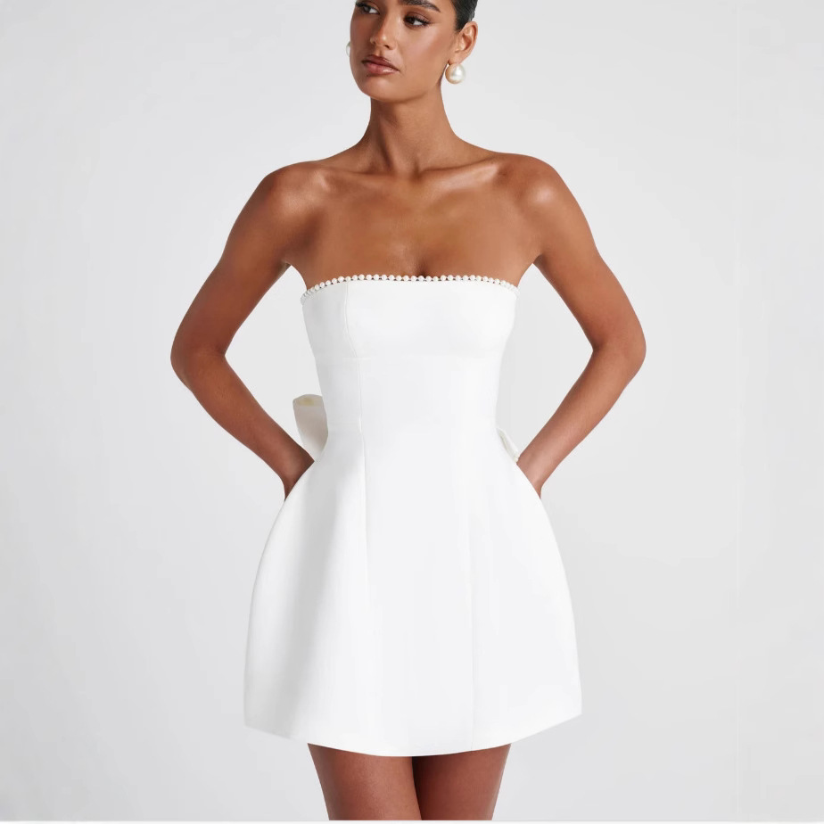 French-style Sleeveless Minimalist Strapless A-line Dress
