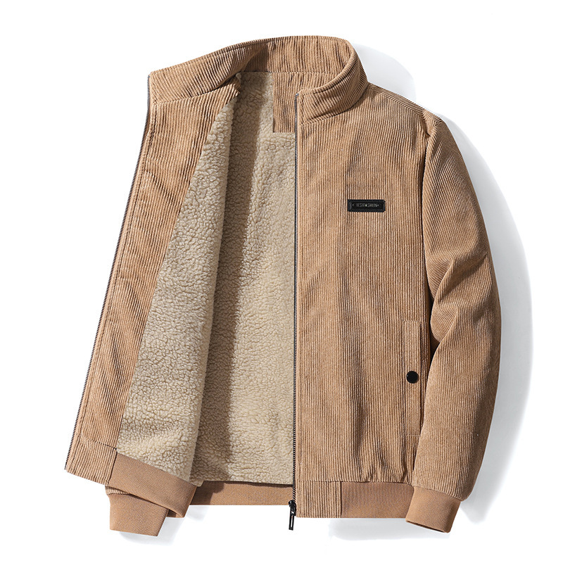 Mens Corduroy Jacket Sherpa Fleece Lined Fully Zip Trucker Coat Classic Pocket - Picture 14 of 14