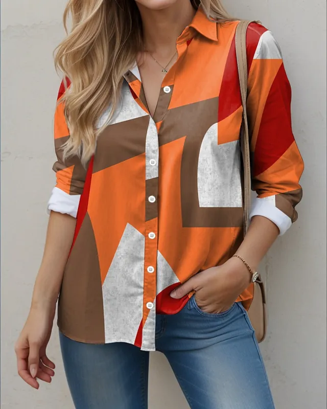 Colorful Geometric Printing 3D Digital Elegant Commuting Cardigan Shirt B25Shh010217413 - Shop at LoveMi