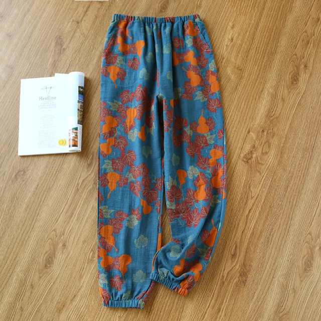 Women's Home Thin Summer Pure Cotton Pajama Pants Blue - Shop at LoveMi