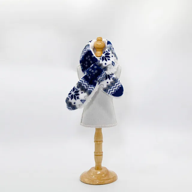Plush Christmas Pet Warm Scarf Blue Snowflake - Shop at LoveMi