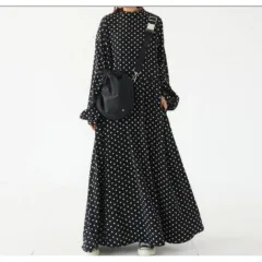 Plus Size Polka Dot Long Sleeve Dress - Polka Dot - View 1