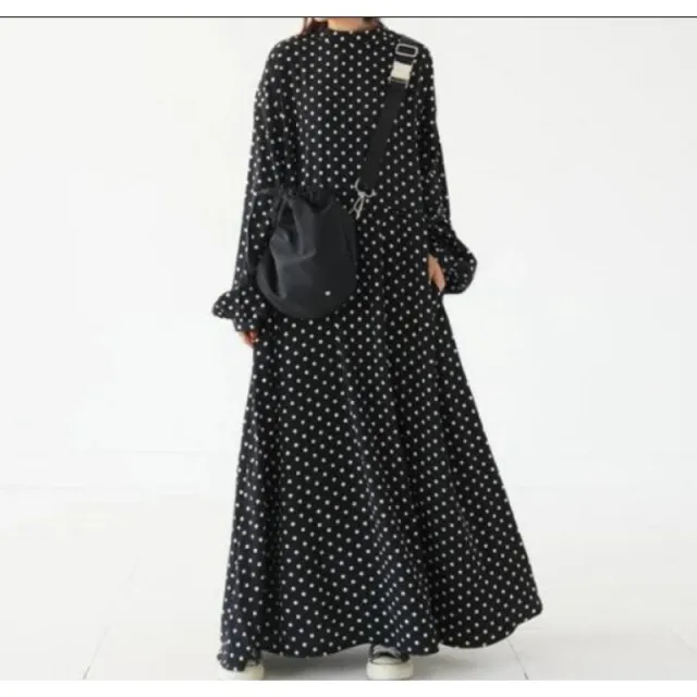 Plus Size Polka Dot Long Sleeve Dress Polka Dot - Shop at LoveMi