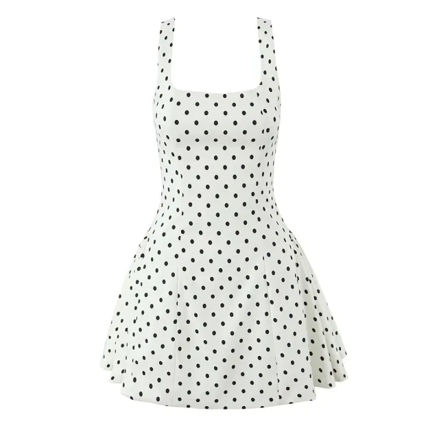 Women's Fashion Polka Dot Mini Sling Dress Polka Dot - Shop at LoveMi