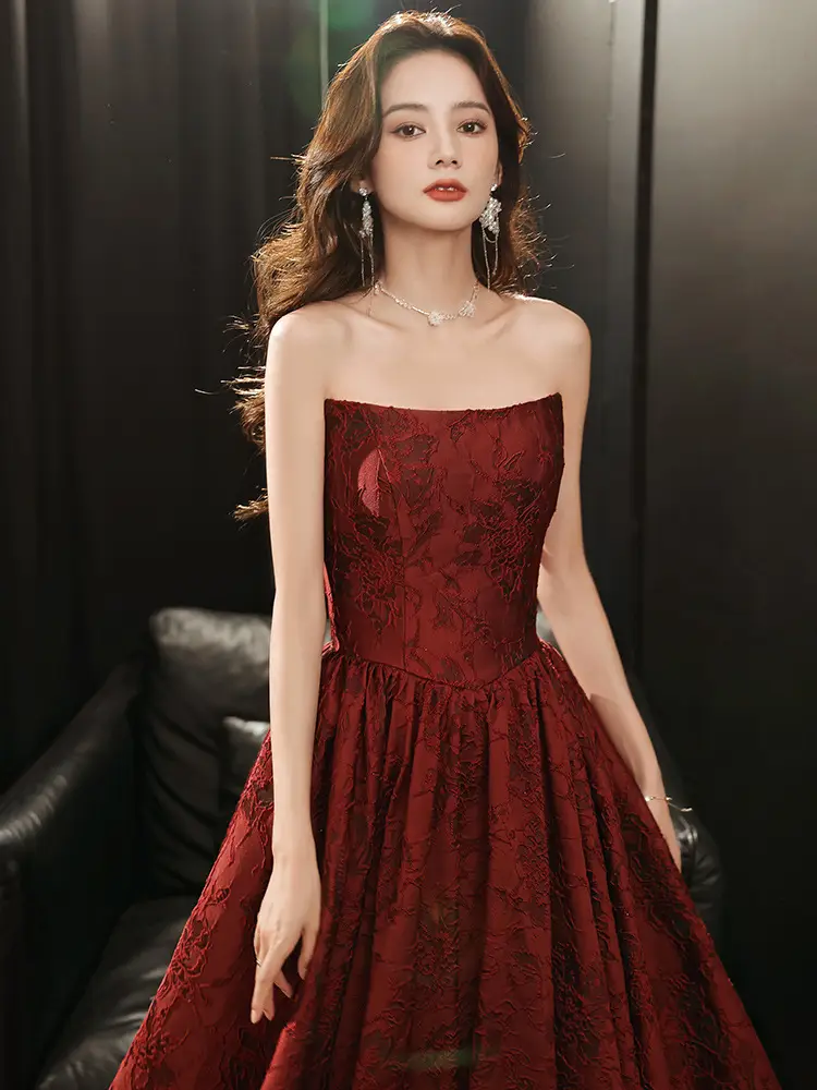 Women's Red Wedding Party Evening Dress