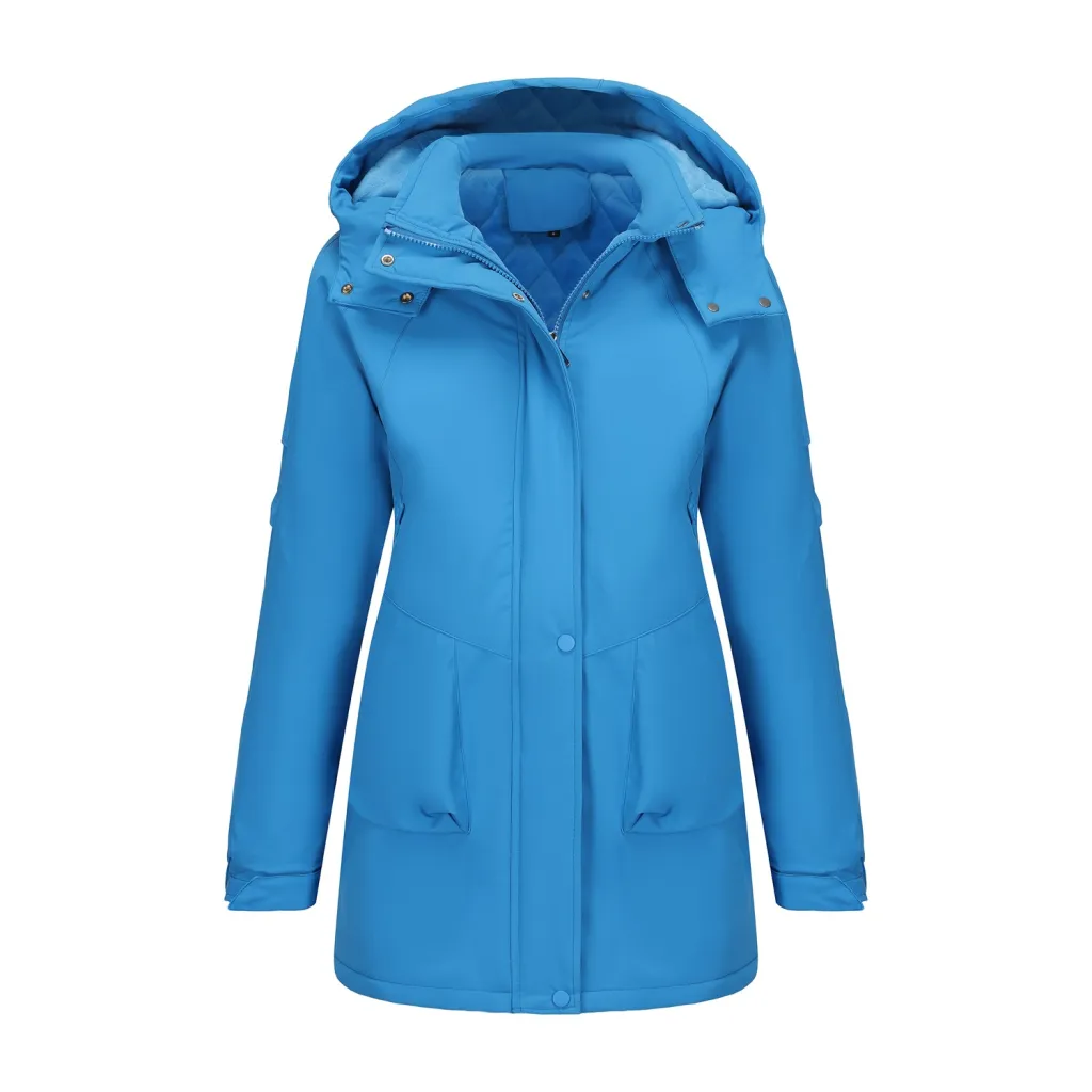 Autumn And Winter Mountaineering Women's Casual Shell Jacket Parka - Sapphire Blue